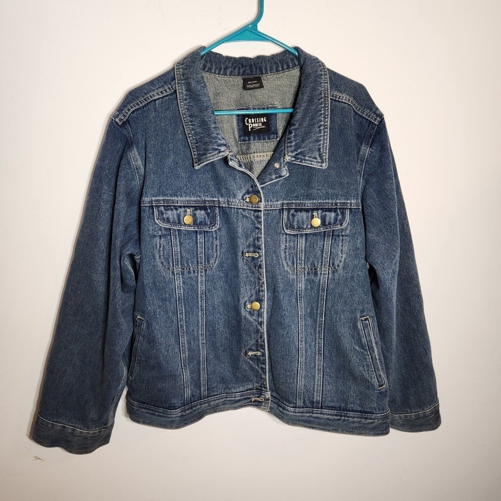 Crossing Pointe Denim Trucker Jacket 2XL Blue Cotton Casual Classic Western